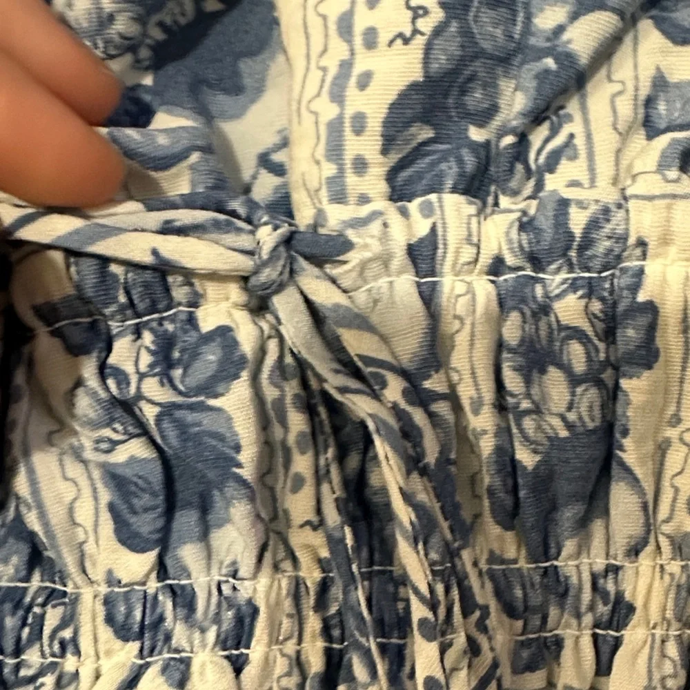 Abercrombie & Fitch White & Blue Mediterranean Stamp Patterned Cami Maxi Dress